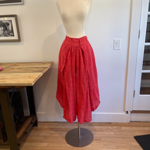046 Free People Lunar Cove Wide-Leg Pants in Red Combo Size Medium - Picture 4 of 8